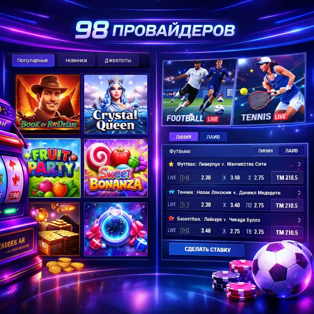 Онлайн казино Парик24 с 98 провайдерами слотов и ставками на спорт